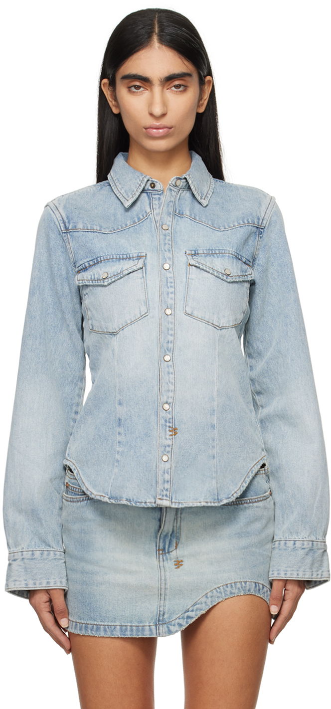 Skjorta Ksubi Long Sleeve Denim Shirt Blå | WEX24SH002