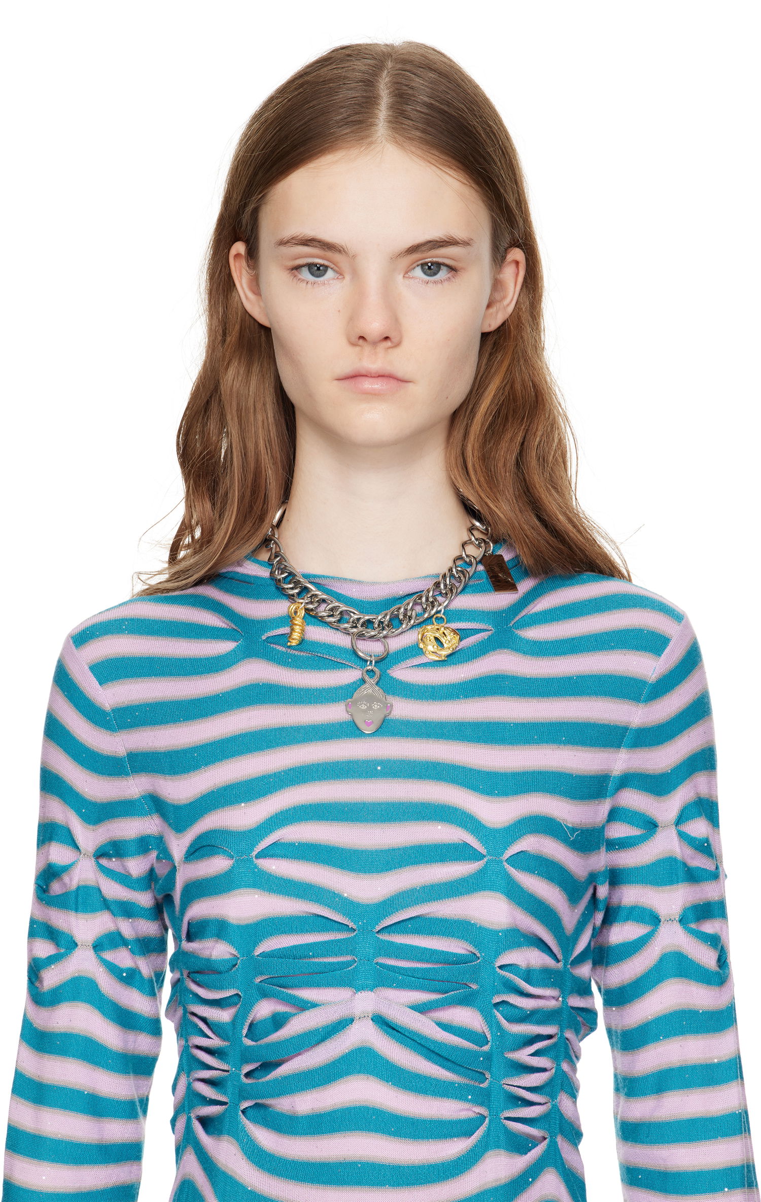 Halsband Chopova Lowena Chopova Lowena Triple Curl Charm Necklace Metallisk | 6587, 1