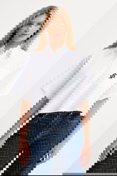 Skjorta KENZO Kenzo Relaxed Cropped Shirt Vit | FF62CH2469LH, 0