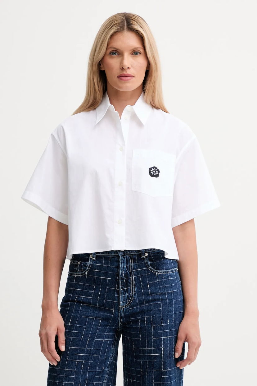 Skjorta KENZO Kenzo Relaxed Cropped Shirt Vit | FF62CH2469LH