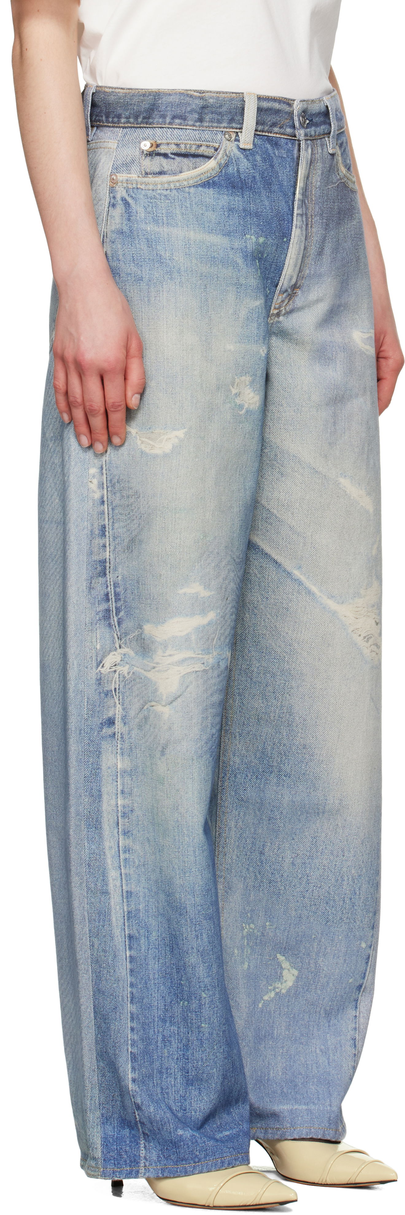 Jeans OUR LEGACY Wide Leg Distressed Jeans Blå | W4205TDD, 1
