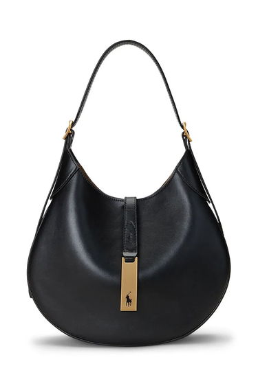Handväska Polo by Ralph Lauren Leather Hobo Bag Svart | 428944017, 0