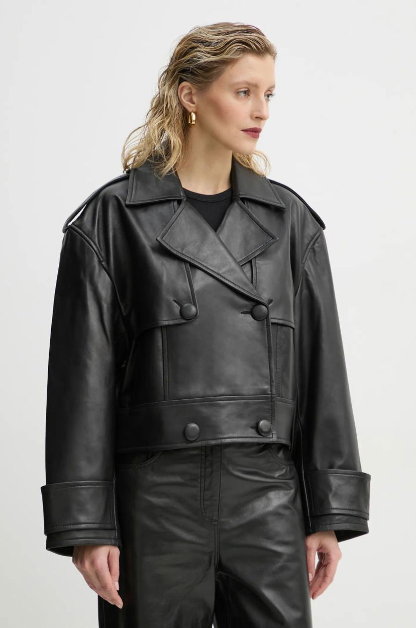 Trenchcoat STAND STUDIO Stand Studio Bloom Cropped Leather Jacket Svart | 66387.7010
