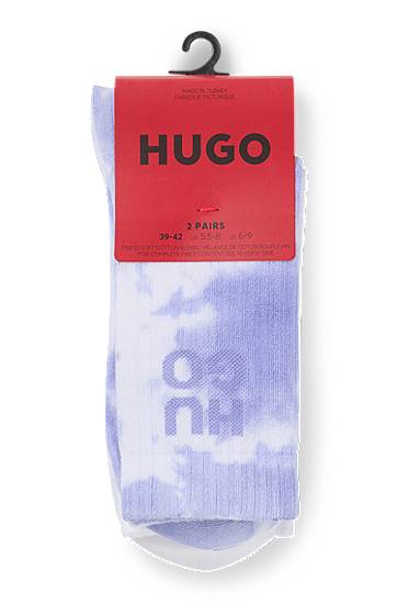 Strumpor BOSS Two-Pack of Ribbed Short Socks with Stacked HUGO Logos Purpur | 50537570, 1