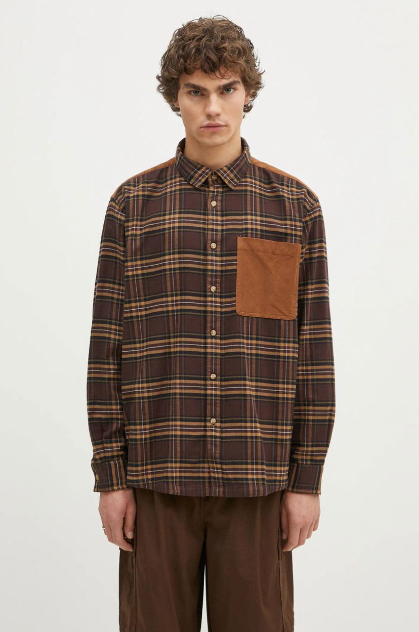 Skjorta Barbour Barbour Wolfwood OS Checked Shirt, Regular Fit Brun | MSH5508