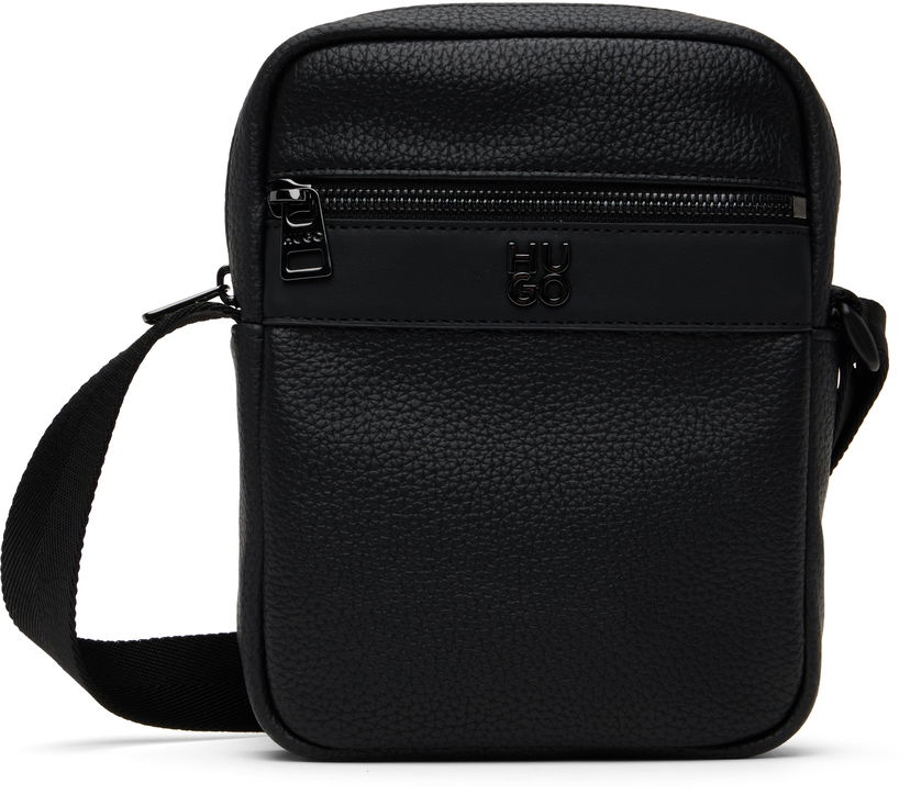 Axelväska BOSS Hugo Logo Hardware Faux-Leather Messenger Bag Svart | 50547439