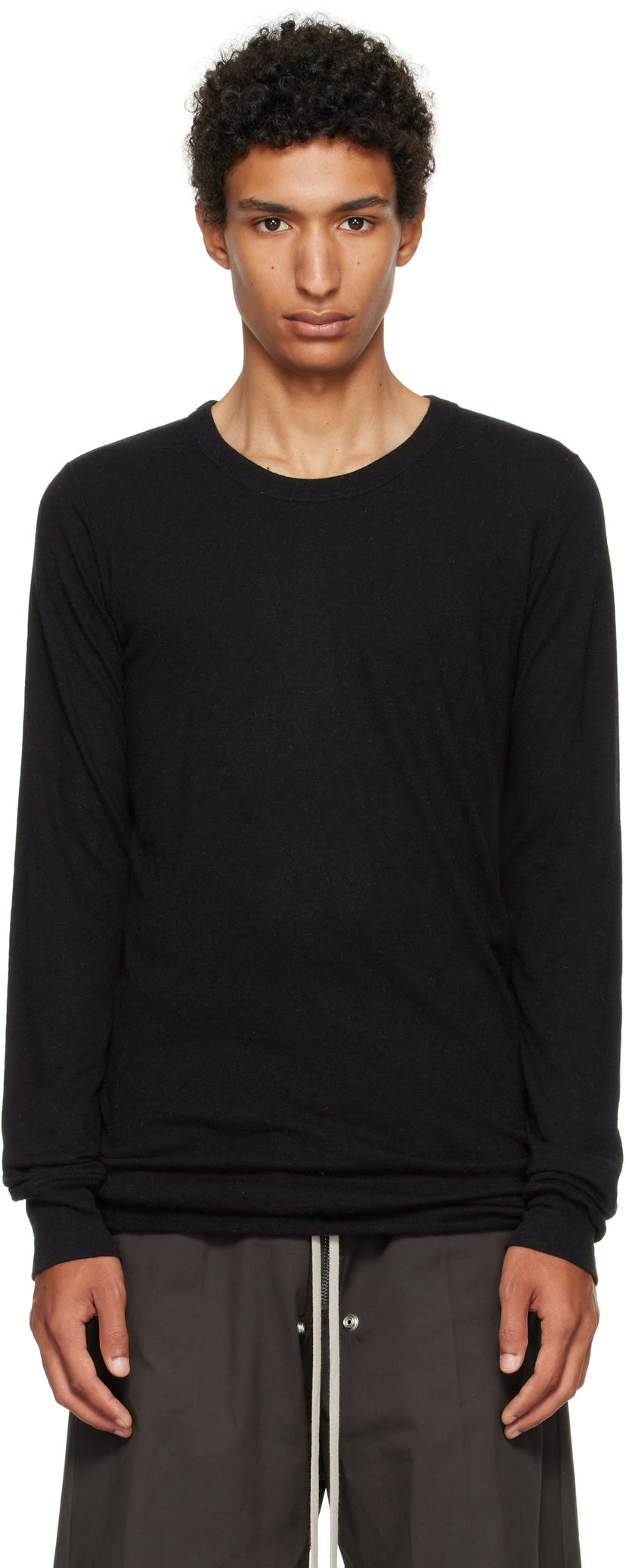 T-shirt Rick Owens Concordians Basic Long Sleeve T-shirt Svart | RU02E1252 JR