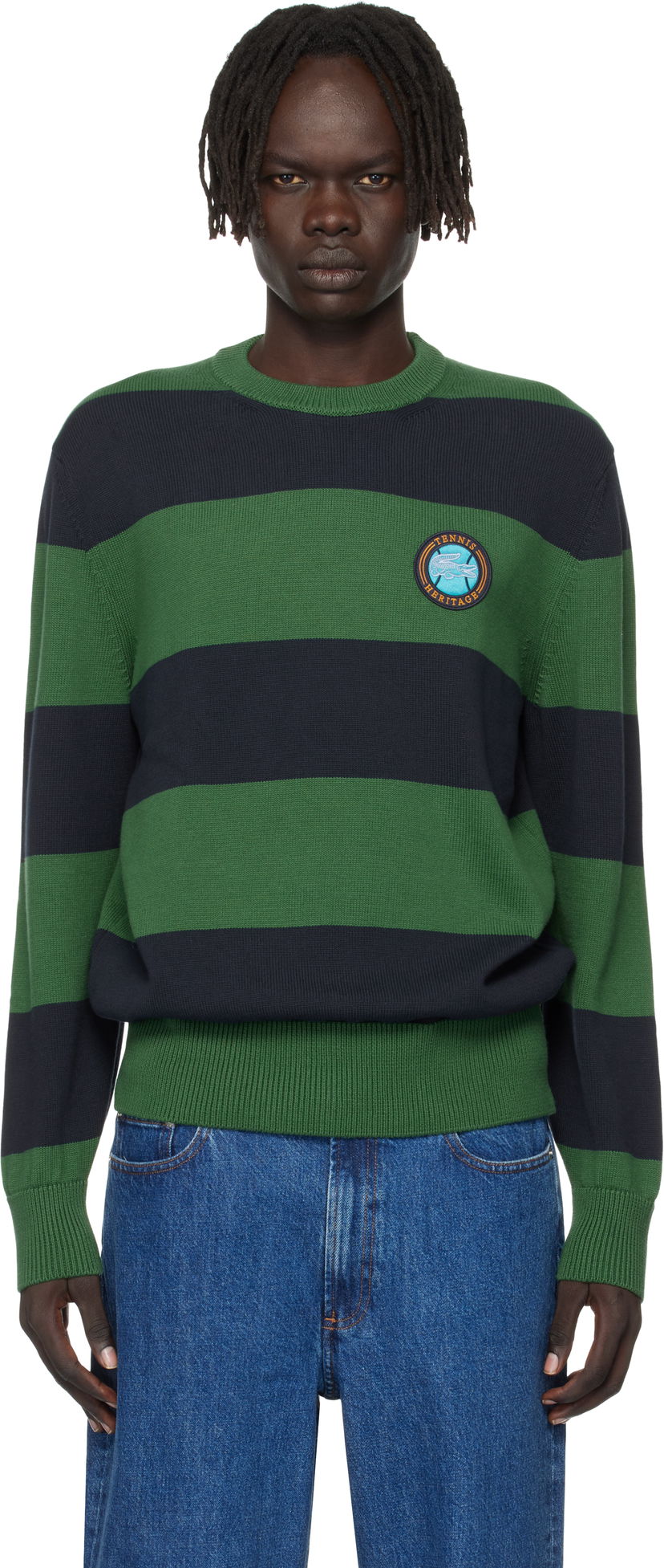 Sweater Lacoste Lacoste Striped Cotton Jersey Sweater Grön | AH5179_C5C