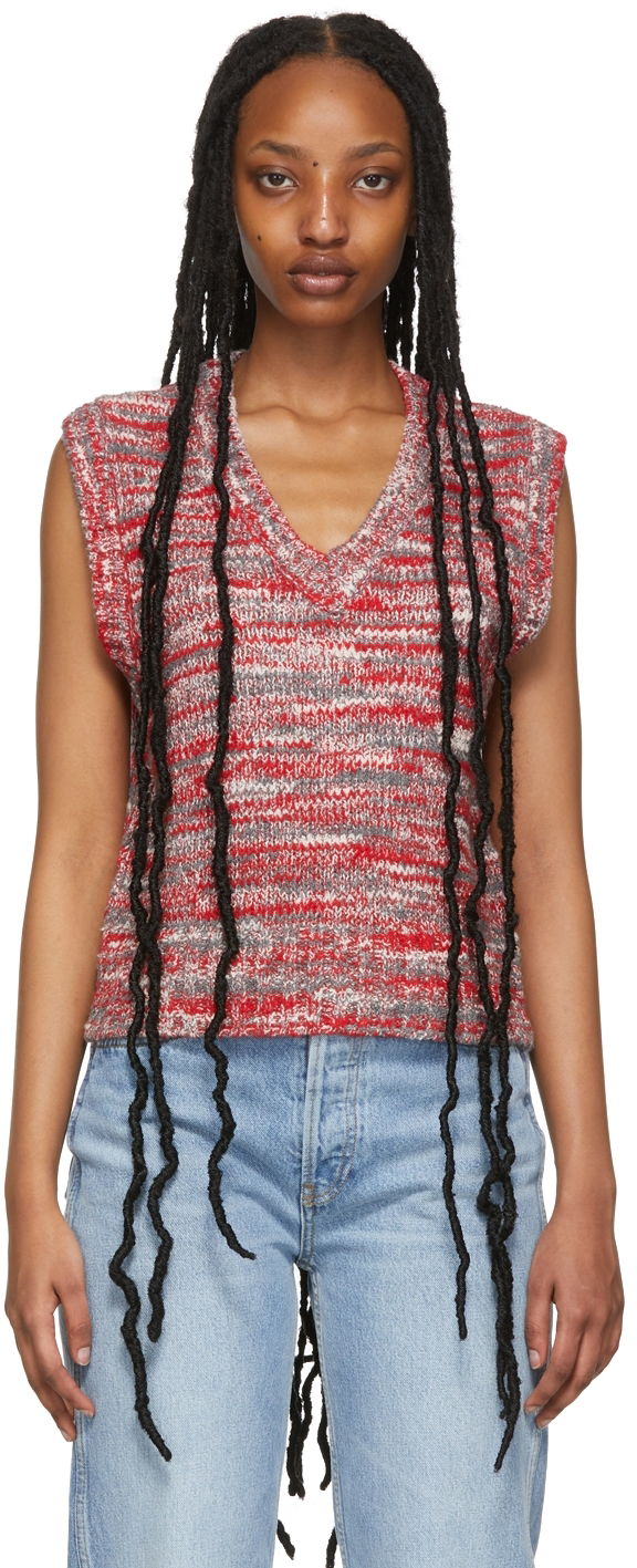 Sweater RE/DONE Striped Sweater Vest Röd | 569-10W6SWTV