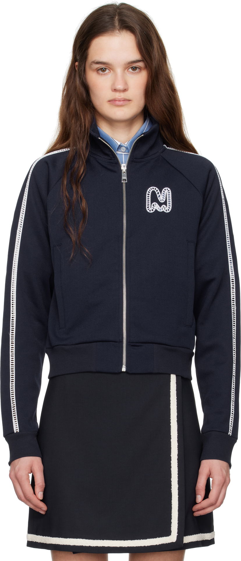 Sweater MSGM MSGM Logo Track Jacket Mörkblå | 3841MDM136 257267