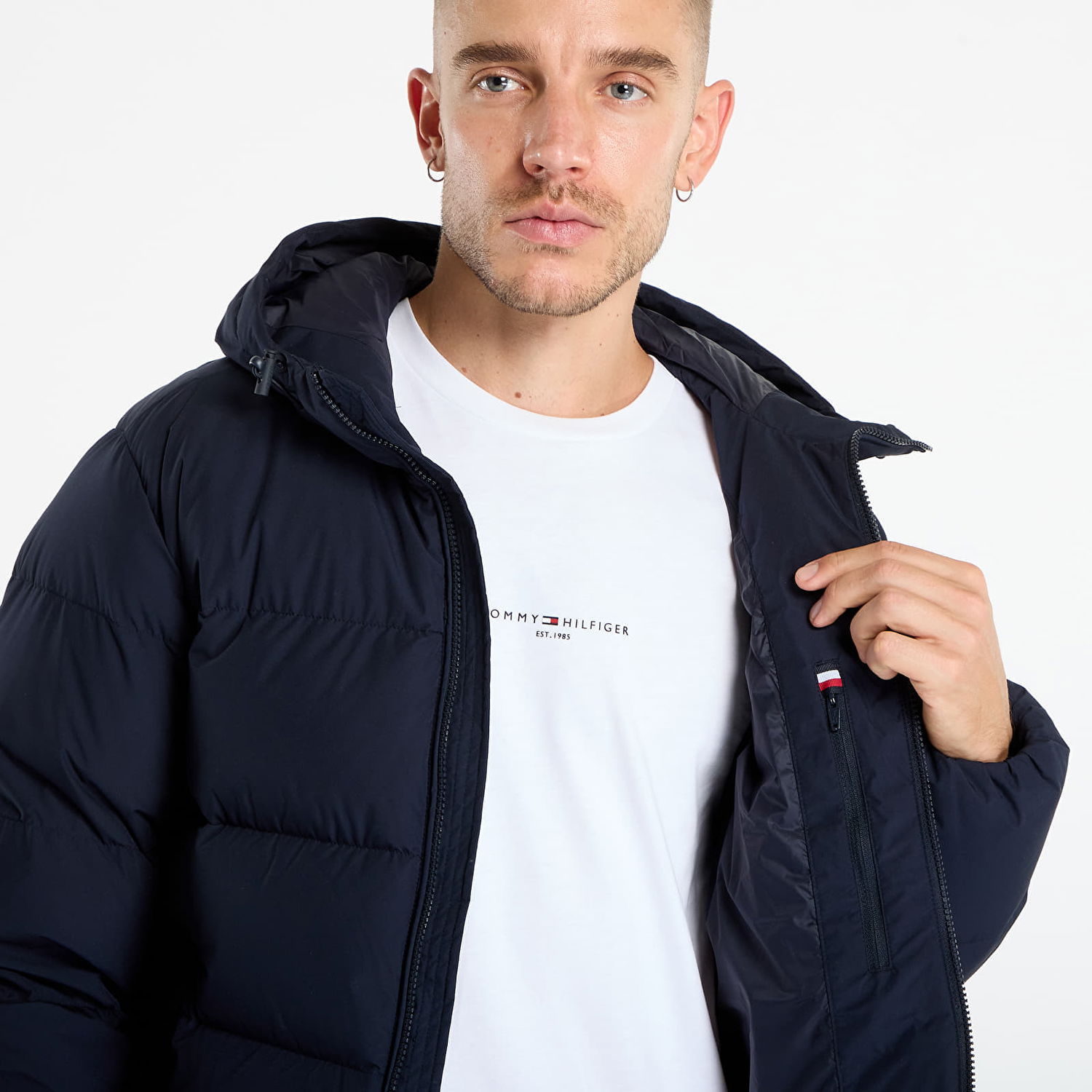 Pufferjacka Tommy Hilfiger Tommy Hilfiger Water Repellent Down Hooded Puffer Jacket Mörkblå | MW0MW40616 DW5, 1