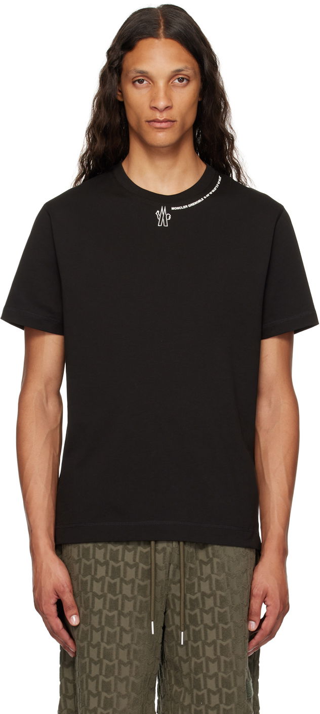 T-shirt Moncler Grenoble Black Printed Logo T-Shirt Svart | J20978C0000283927