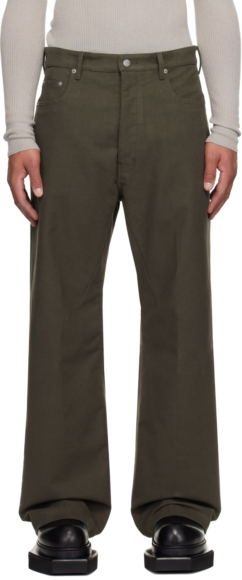 Jeans Rick Owens Concordians Geth Wide-Leg Twill Jeans Grön | RU02E1333 TB