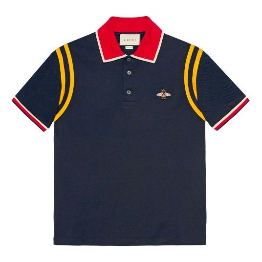 Polotröja Gucci Bee Embroidered Polo Shirt Blå | 500971-X9M37-4033, 0