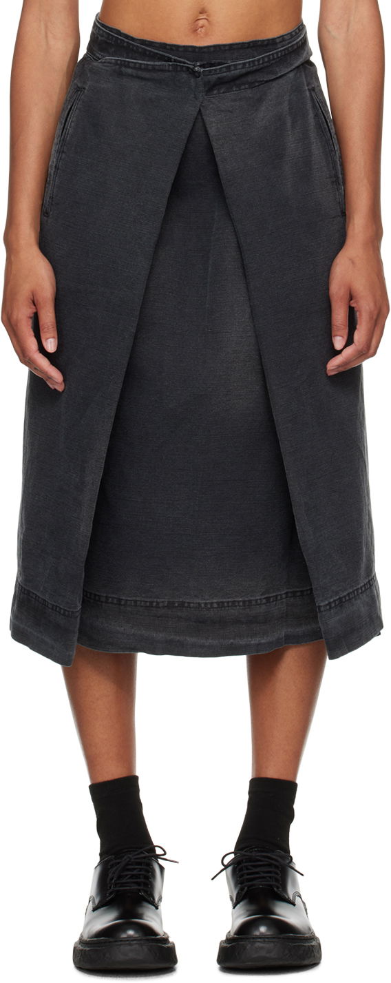 Kjol YMC YMC George Midi Wrap Skirt Svart | Q3WAA