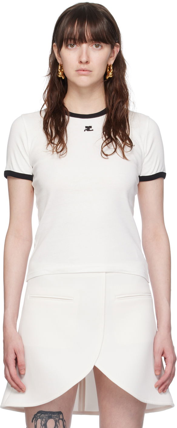 T-shirt Courrèges Courrèges Signature Trim T-Shirt Vit | VESJTS017JS0070
