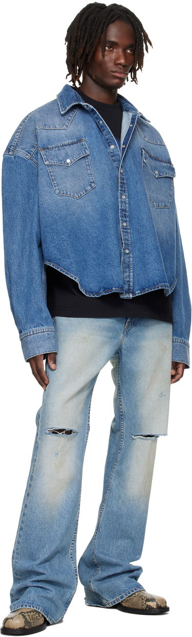 Skjorta VETEMENTS Vetements Boxy Cropped Denim Shirt Blå | UH76DS525MB2, 3