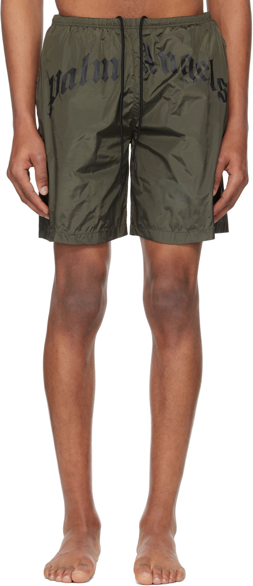 Badkläder Palm Angels Palm Angels Curved Logo Swim Shorts Grön | PMFD018S25FAB0015610