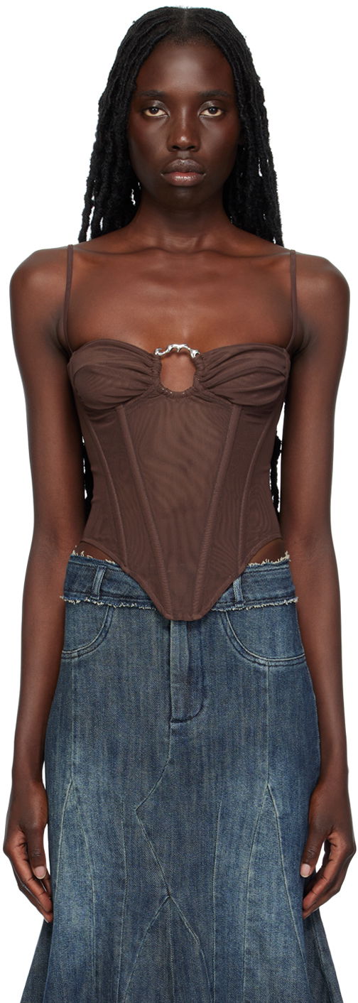 Linne Miaou Miaou Hannah Jewett Edition Deia Corset Top Brun | 7069PM1UMB