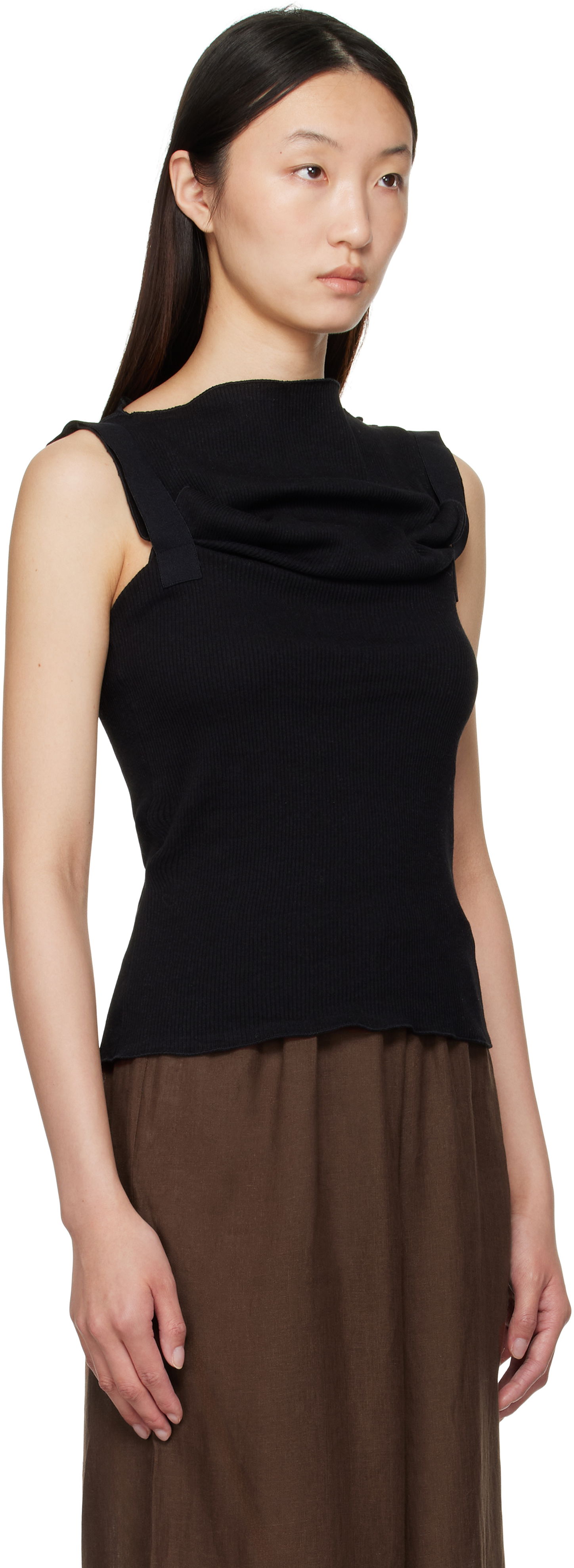 Linne Baserange Baserange Lud Cowl Neck Sleeveless Top Svart | TTLT-RCR-AU25, 1