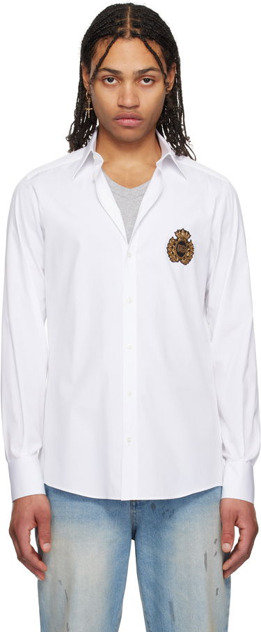 Skjorta Dolce & Gabbana Dolce&Gabbana Heraldic Patch Cotton Shirt Vit | G5ML1ZGI757, 0