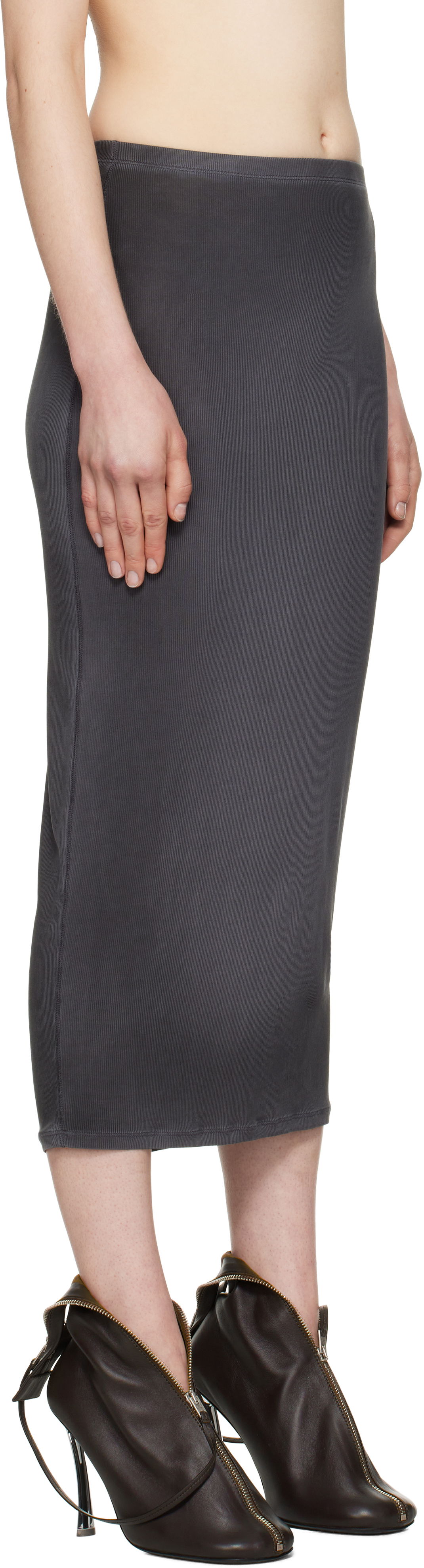 Kjol Acne Studios Acne Studios Midi Ribbed Skirt Grå | AF0505-, 1