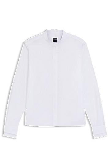 Skjorta BOSS Regular-Fit Cotton Poplin Blouse with Concealed Placket Vit | 50543684