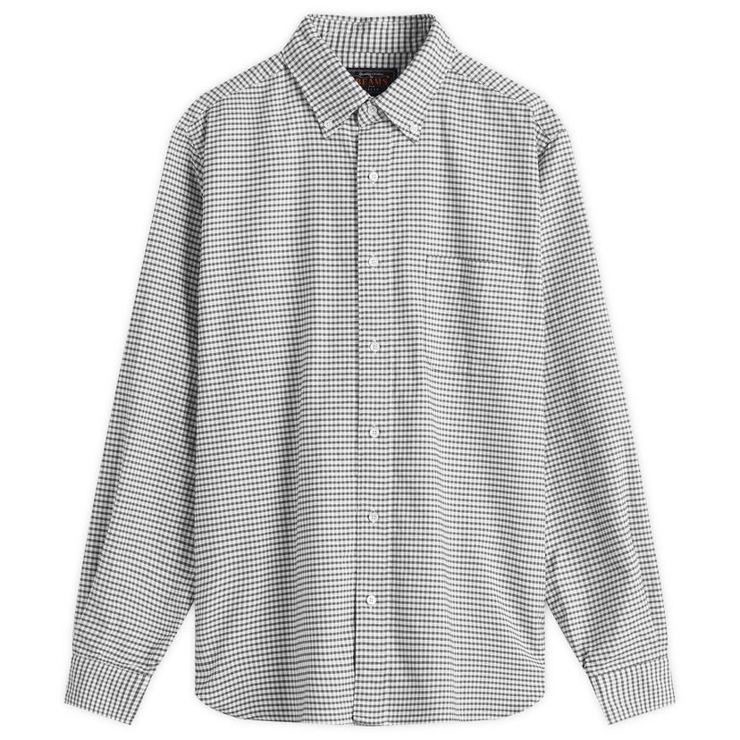 Skjorta BEAMS Beams Plus Button Down Gingham Oxford Shirt, Size Small Grå | 3811-0077-139-19
