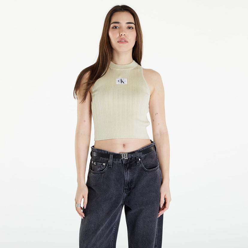 Linne CALVIN KLEIN Woven Label SweaterTank Top Grön | J20J223151 LFU