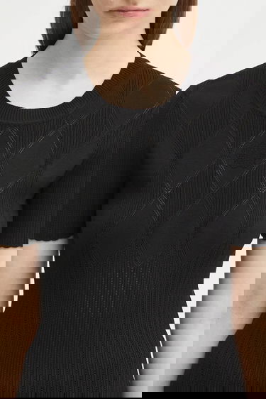 T-shirt KENZO Kenzo Textured Summer Top Svart | FF62TO6033CW, 3