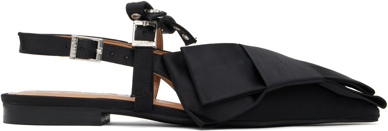 Kläder GANNI GANNI Big Bow Slingback Flats Svart | S2859, 0