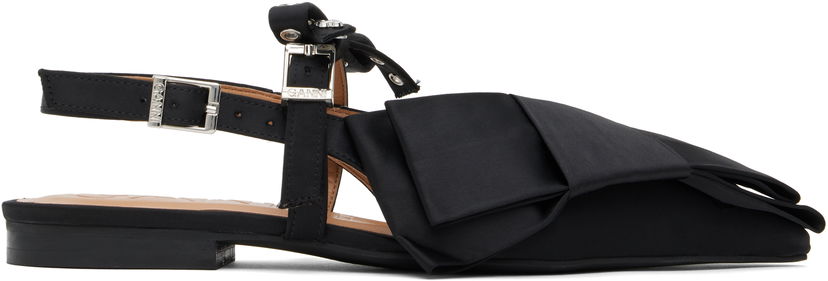 Kläder GANNI GANNI Big Bow Slingback Flats Svart | S2859