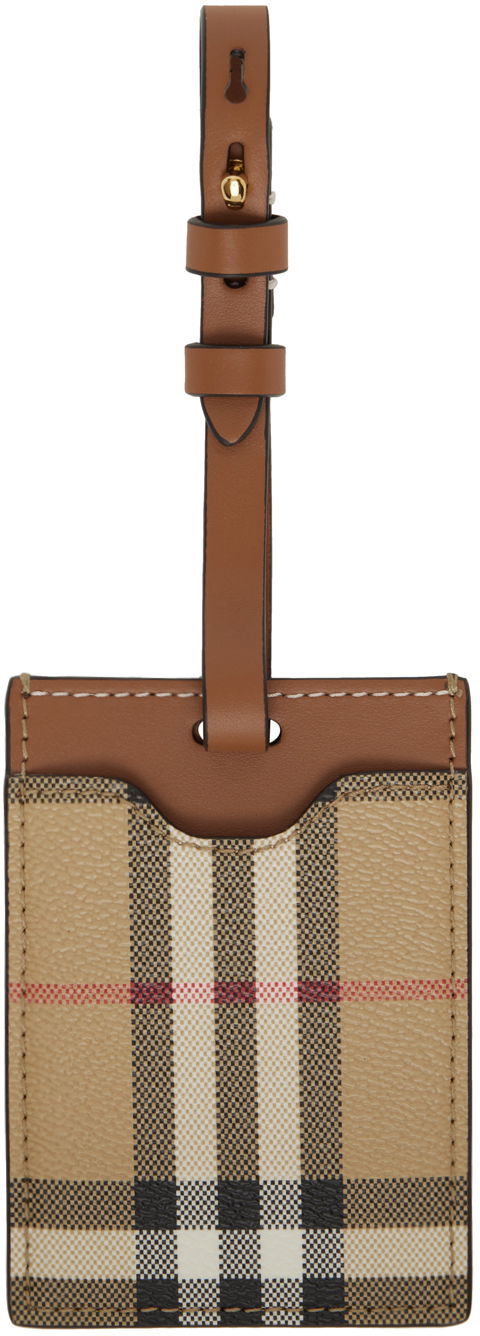 Nyckelringar Burberry Check Luggage Tag Beige | 8073976