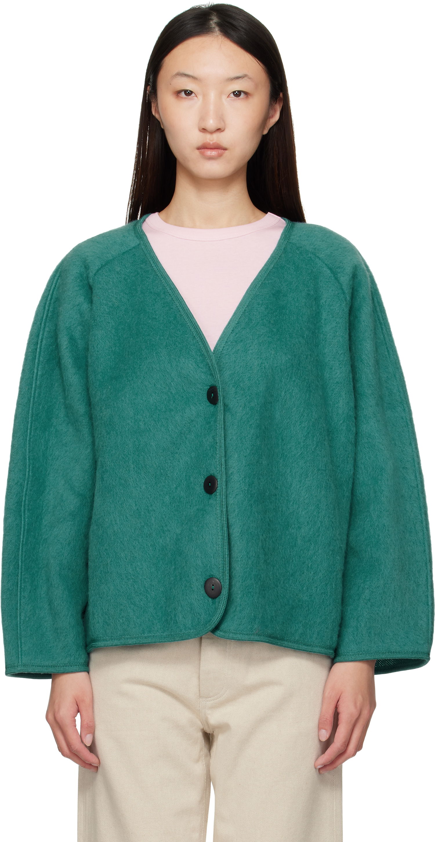 Jacka Baserange Fortu V-Neck Button-Up Cardigan Jacket Grön | OUFJ-BW-AU25, 0