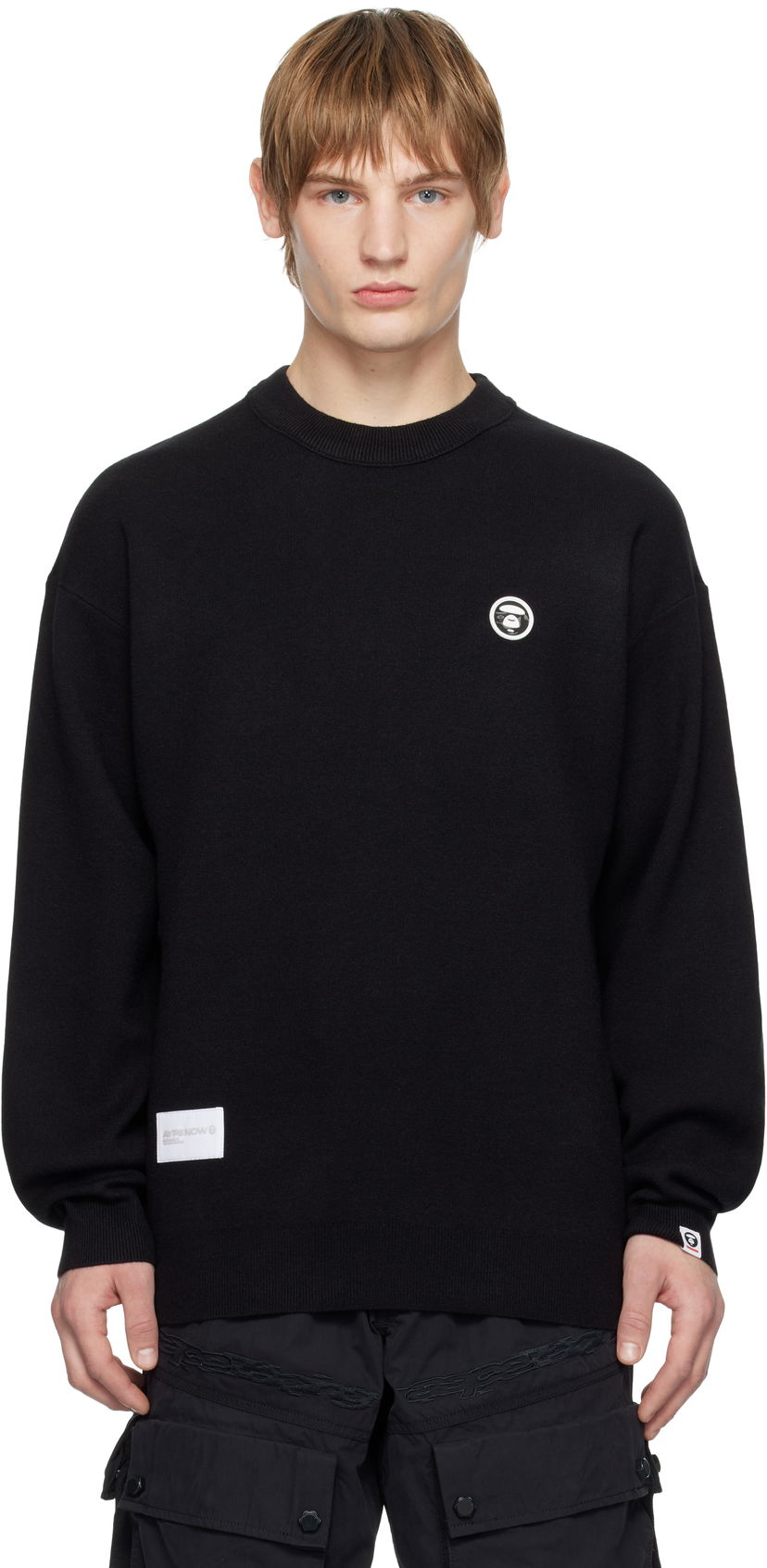Sweater AAPE by A Bathing Ape AAPE by A Bathing Ape AAPE NOW Knit Sweater Svart | AAPKNMB333XXNBKX