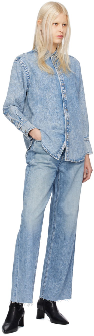 Skjorta rag & bone Diana Featherweight Denim Shirt Blå | WDD23H1423FTMI, 3