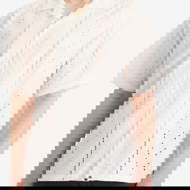 Skjorta BAPE A Bathing Ape Open Collar Short Sleeve Embroidered Shirt, Size Large Vit | 001SRL301305M-IVO, 5