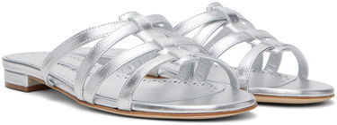 Skovård Manolo Blahnik Manolo Blahnik Riran Strappy Leather Sandals Metallisk | 124-2479, 3