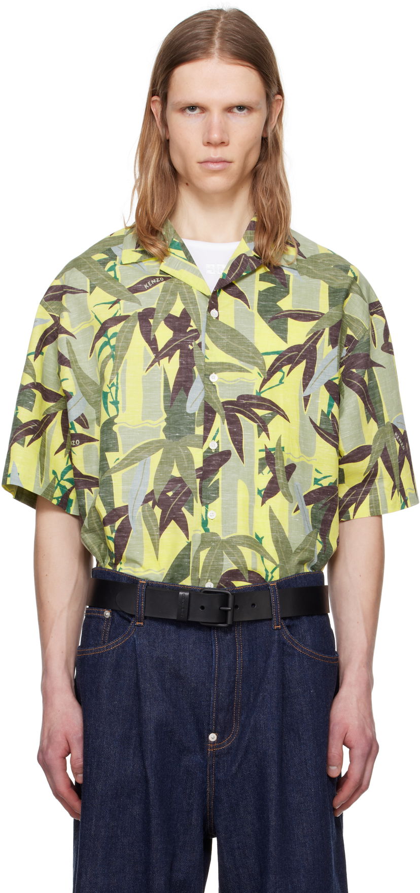 Skjorta KENZO Kenzo Paris 'Chiku-Rin Camo' Short Sleeve Shirt Gul | FF55CH1309P1