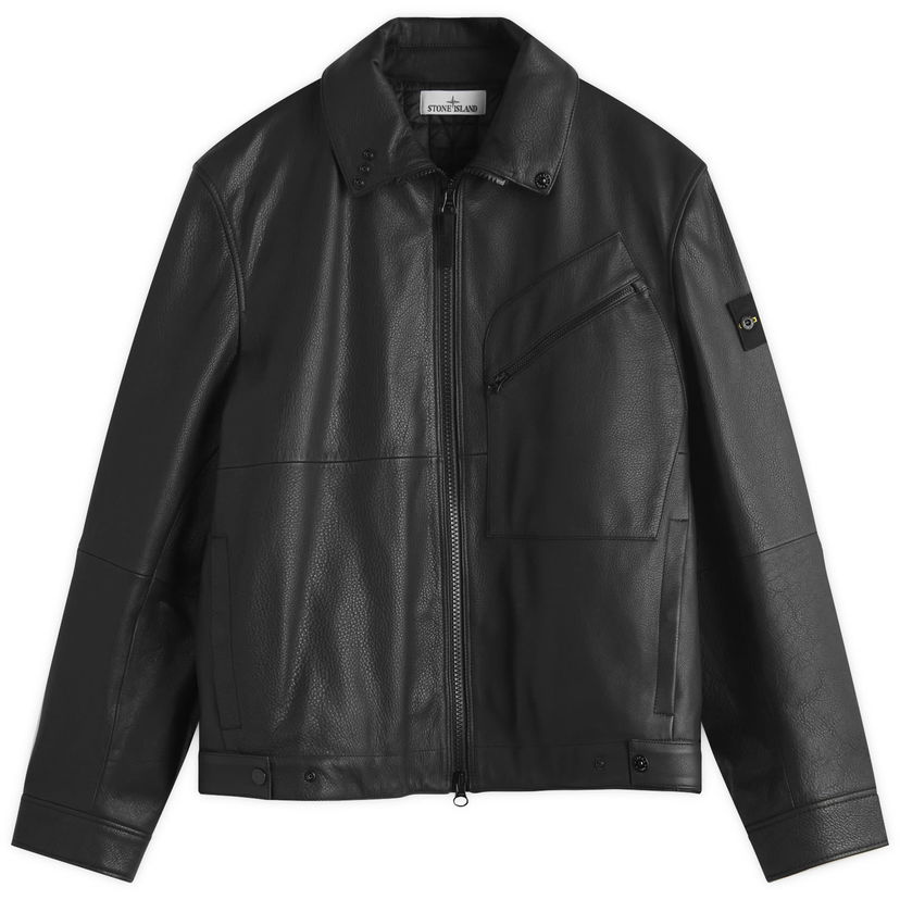 Jacka Stone Island PrimaLoft Leather Jacket Svart | K2S150100002-V0029