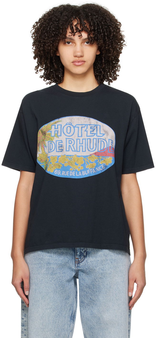 T-shirt Rhude Black Dimora T-Shirt Svart | RHPS24TT04012610