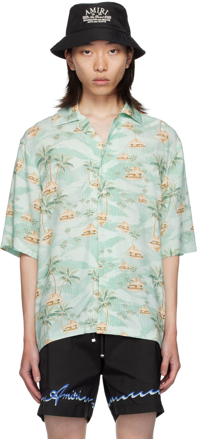 Skjorta AMIRI Repeat Palm Print Shirt Grön | AMSTBW1014