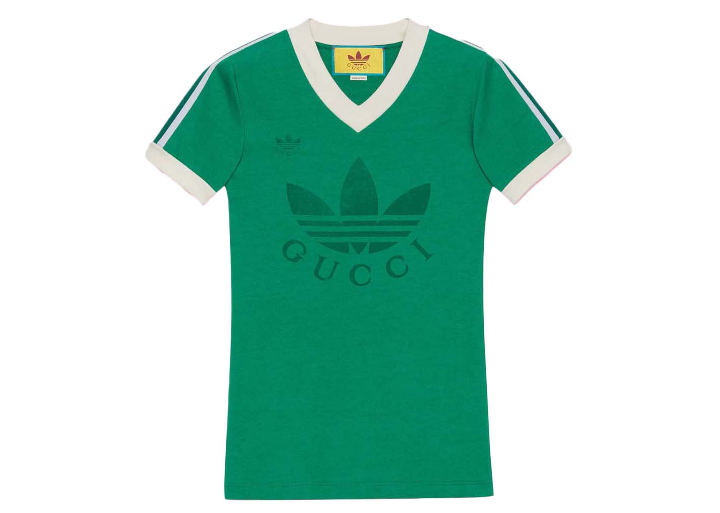 T-shirt Gucci x adidas V-Neck T-Shirt Grön | 693636 XJEBZ 3816, 0