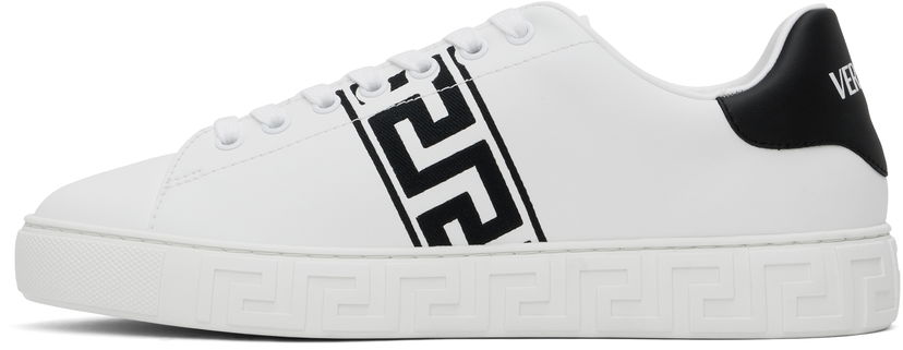 Sneakers och skor Versace White Embroidered Greca Sneakers Vit | 1014460_1A00776