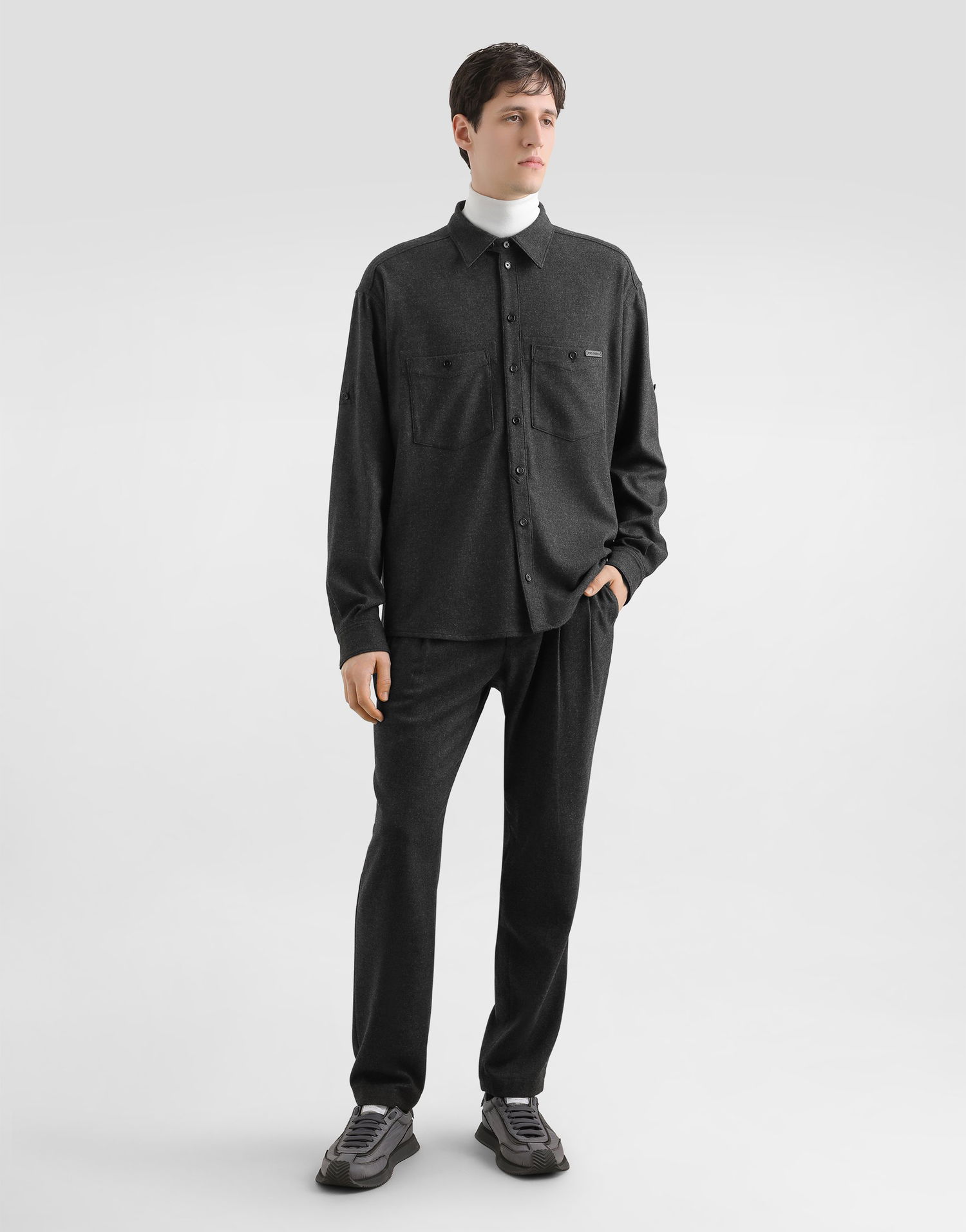 Skjorta Dolce & Gabbana Dolce & Gabbana Melange Wool Mat Shirt Grå | G5NI3TFURNCN0141, 1