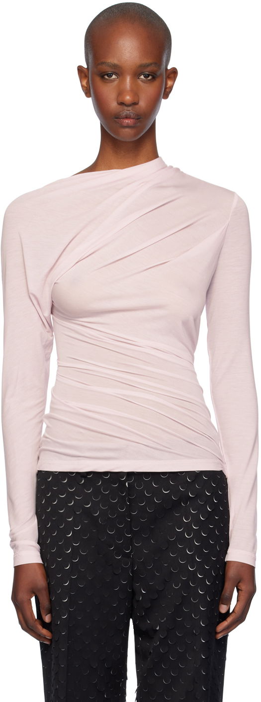 T-shirt Helmut Lang Helmut Lang Draped Long Sleeve Top Rosa | O07HW504
