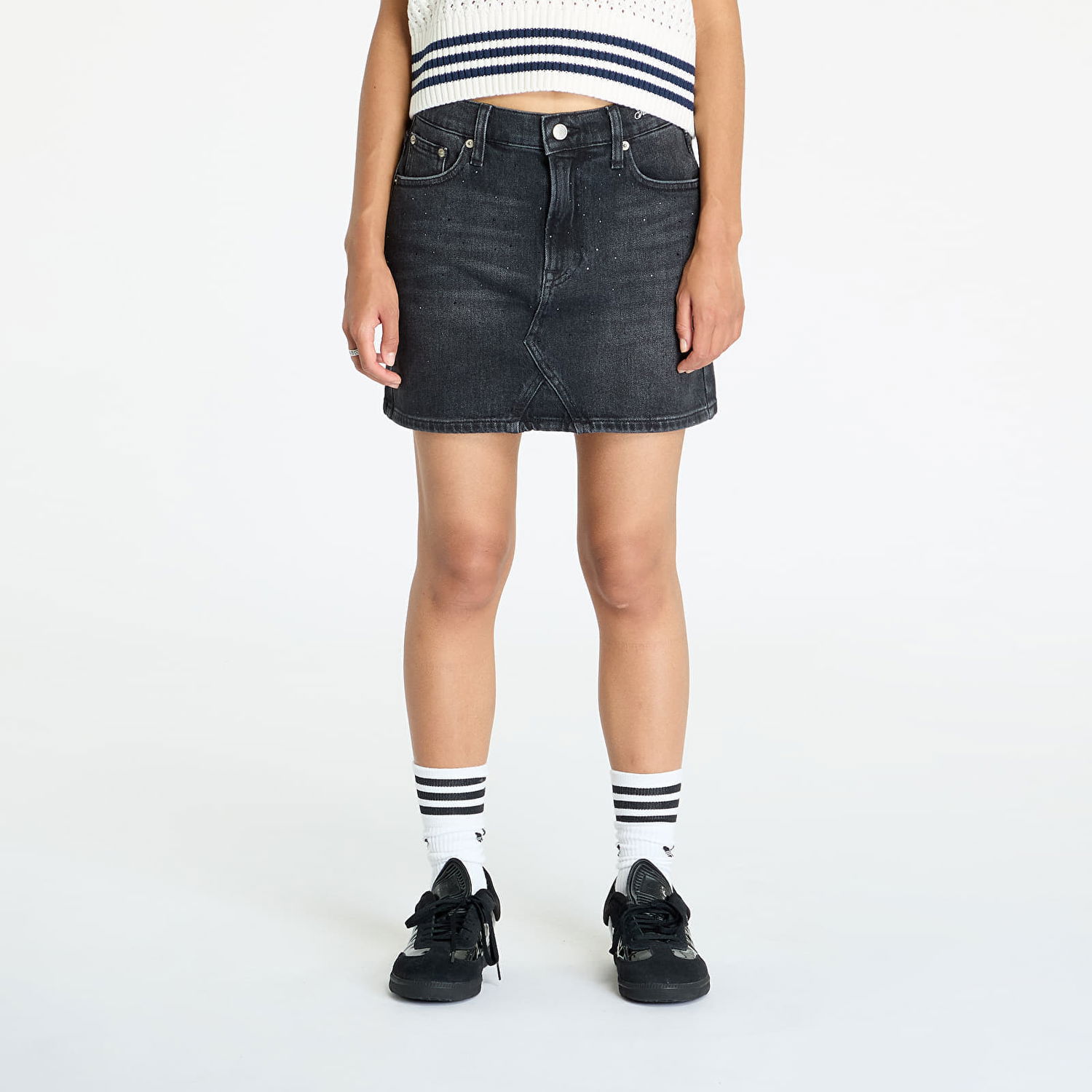 Kjol Tommy Hilfiger Izzie Mini Skirt Denim Black Svart | DW0DW18948 1BZ, 0