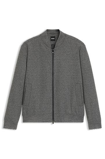 Bomberjacka BOSS Slim-fit bomber jacket in brushed stretch flannel Grå | 50551538