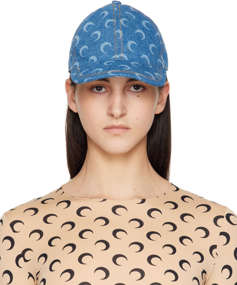 Keps Marine Serre Marine Serre Moon Denim Baseball Cap Blå | UHG048A CDEN0002
