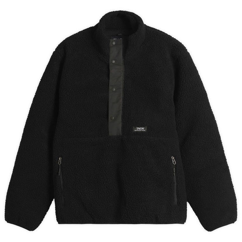 Jacka TAION Pullover Boa Fleece Jacket Svart | TAION-102NDPBMT-BKBK